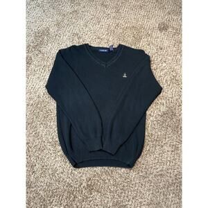 Izod Black Knit V Neck Pullover Sweater Men Size Medium